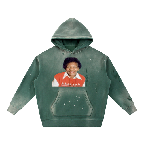 (BEA GADDY MOTHER THERESA)  Vintage Washed Frayed Fleece Hoodie